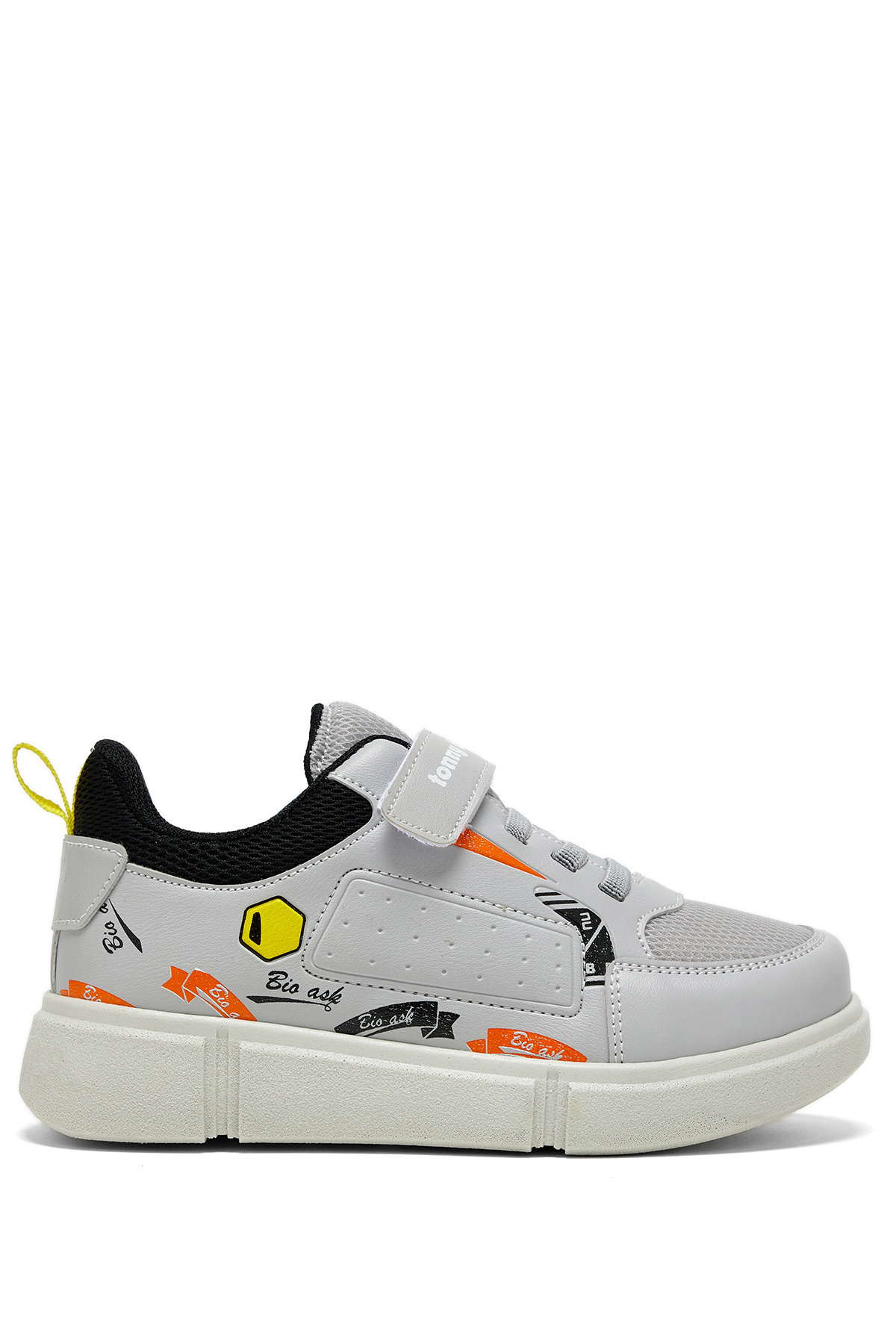 Çocuk Unisex Gri Rahat Kalıp Cırtlı Ayakkabı - Görsel 2