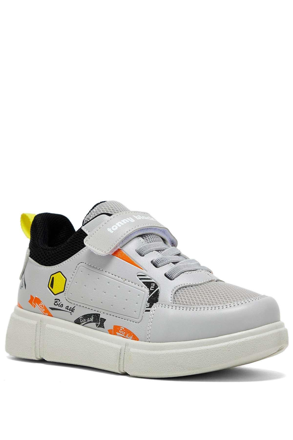 Çocuk Unisex Gri Rahat Kalıp Cırtlı Ayakkabı - Görsel 3