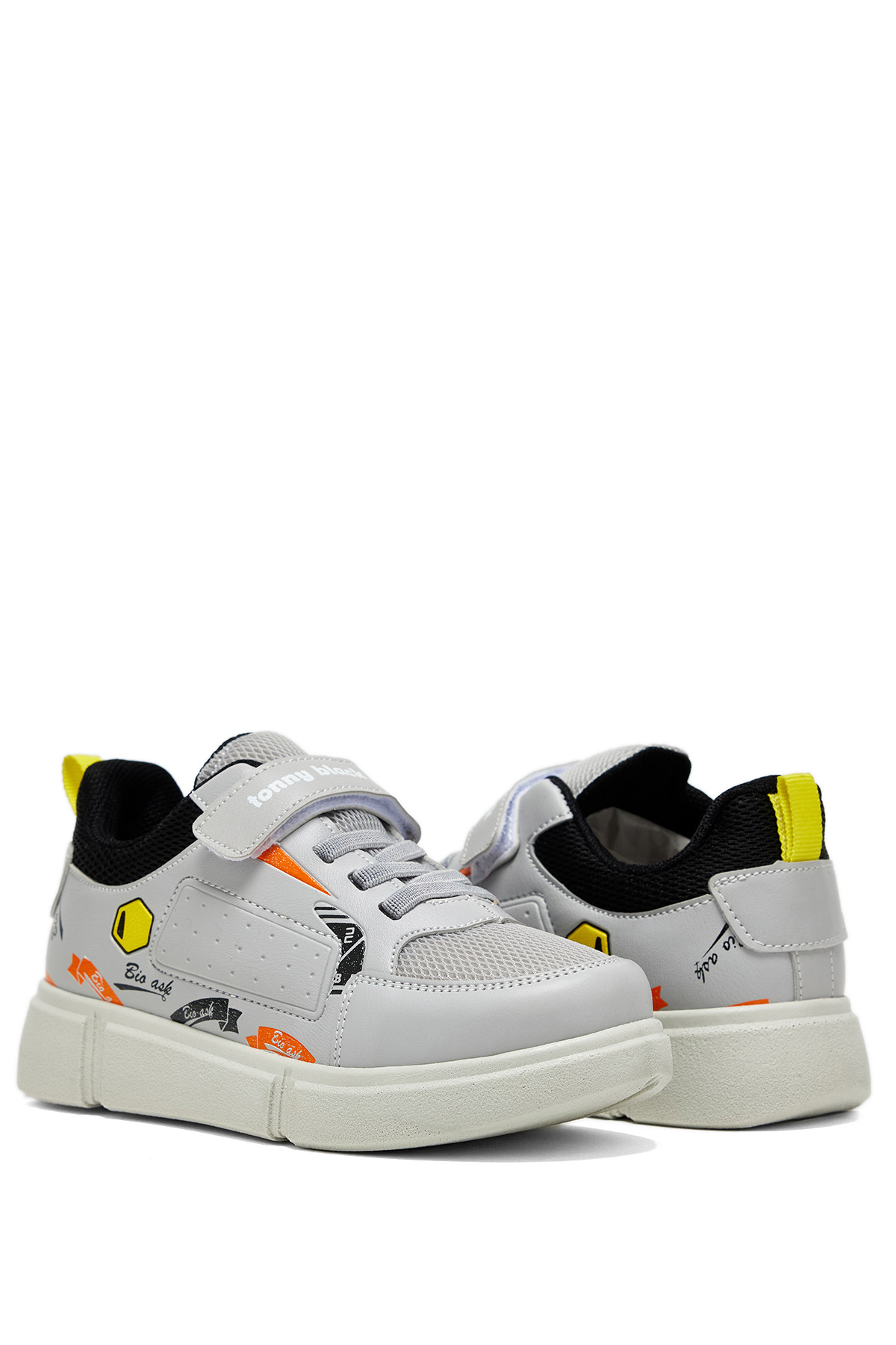 Çocuk Unisex Gri Rahat Kalıp Cırtlı Ayakkabı - Görsel 4