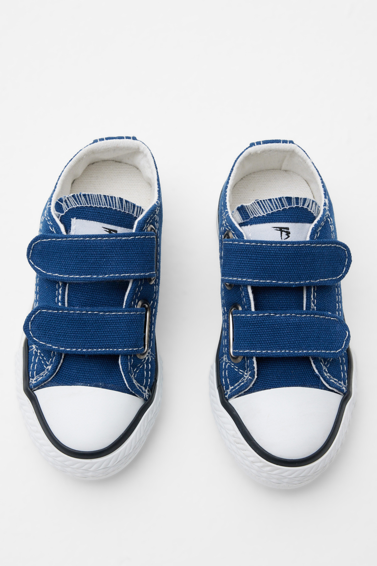Çocuk Unisex Mavi Beyaz Kauçuk Taban Keten Cırtlı Spor Ayakkabı - Görsel 4