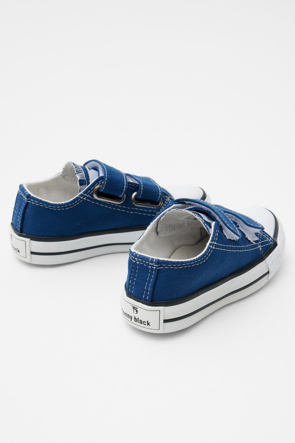 Çocuk Unisex Mavi Beyaz Kauçuk Taban Keten Cırtlı Spor Ayakkabı - Görsel 5