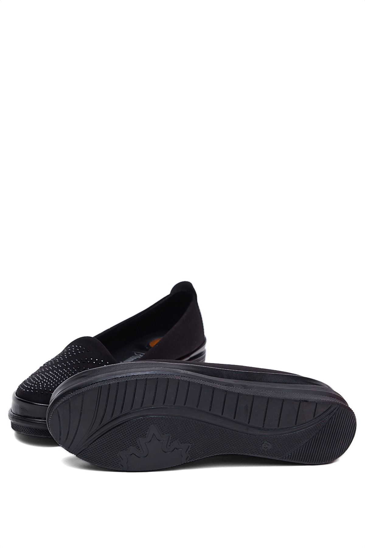 Kadın Siyah Siyah Rahat Kalıp Bağcık Detaylı Anne Ayakkabı - Görsel 5