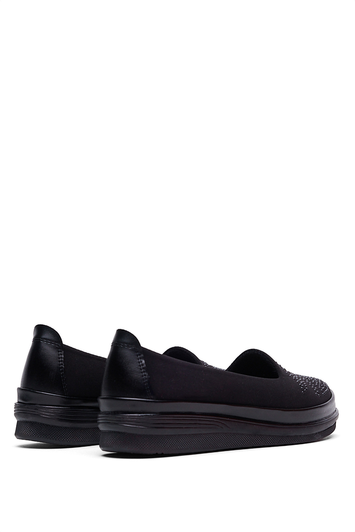 Kadın Siyah Siyah Rahat Kalıp Bağcık Detaylı Anne Ayakkabı - Görsel 6