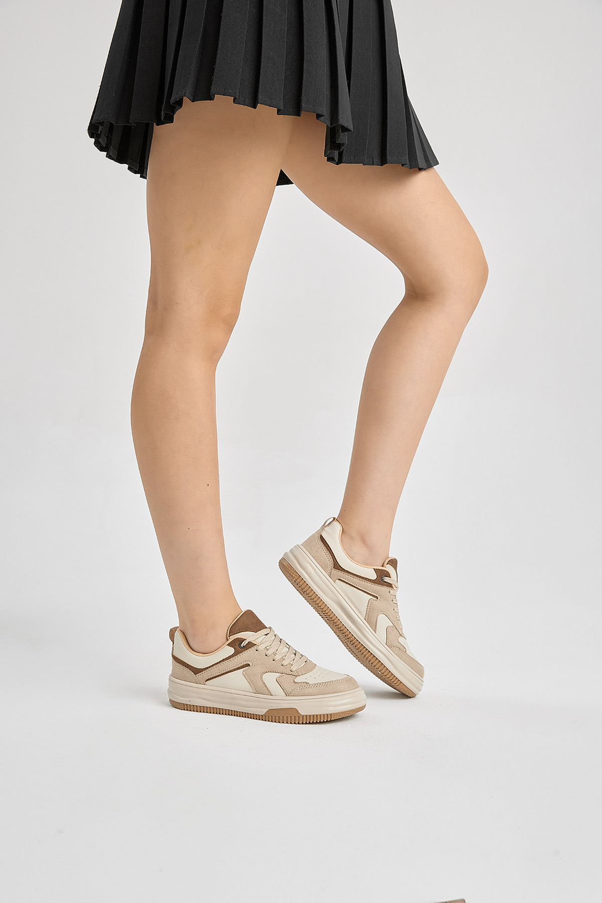 Kadın Bej Toprak Termo Taban Bağcıklı Spor Ayakkabı - Görsel 5