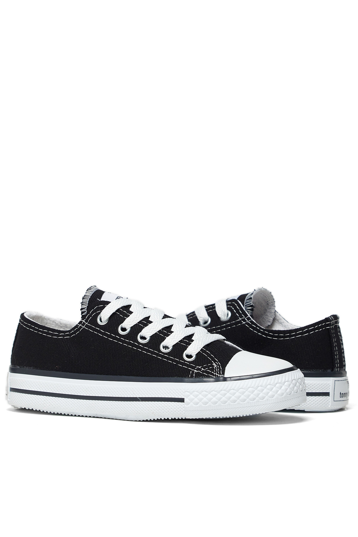 Çocuk Unisex Siyah Beyaz Rahat Kalip Bağcıklı Spor Ayakkabı - Görsel 3