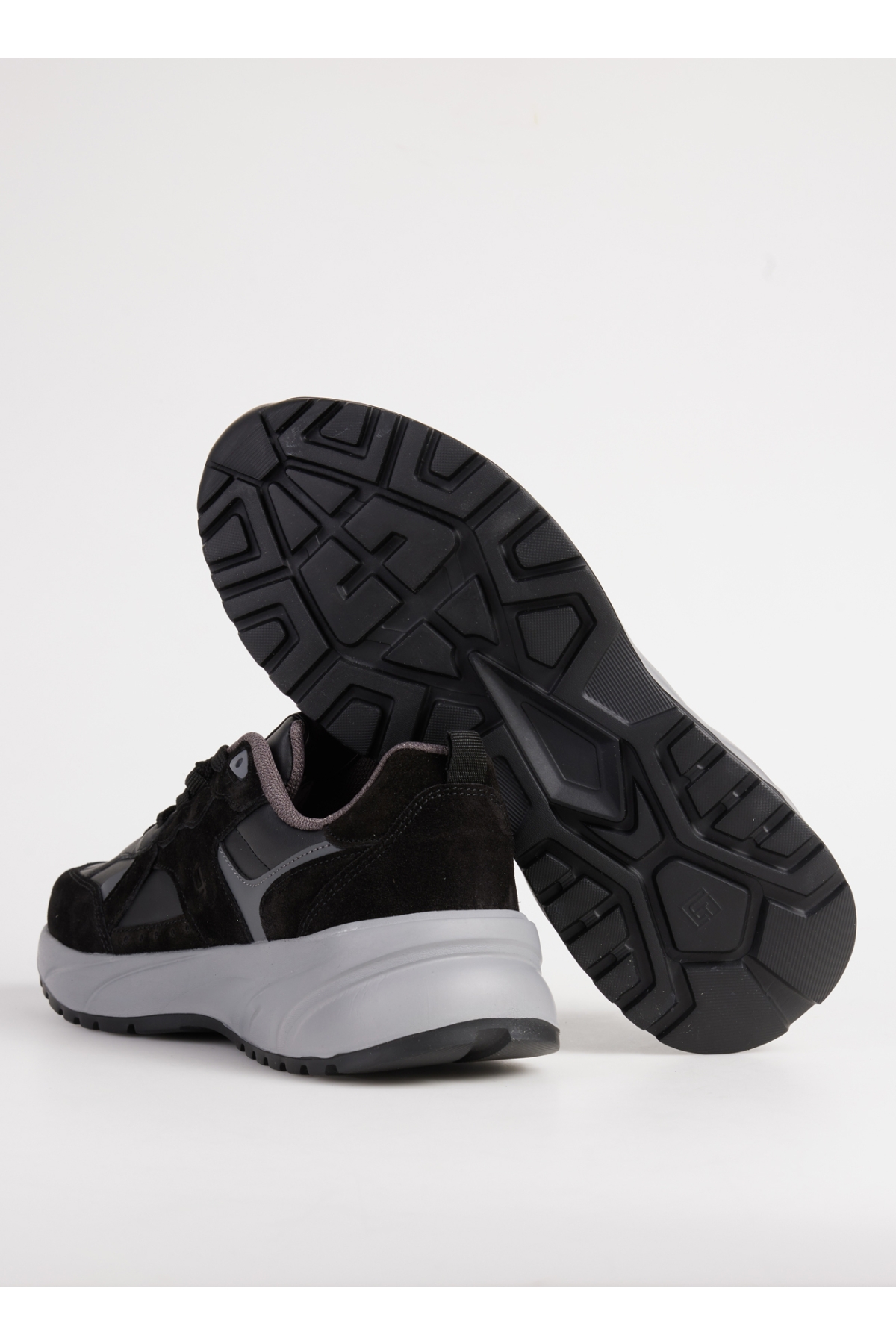 Siyah-Gri Erkek süet Sneaker PINOS-BEVAN - Görsel 5