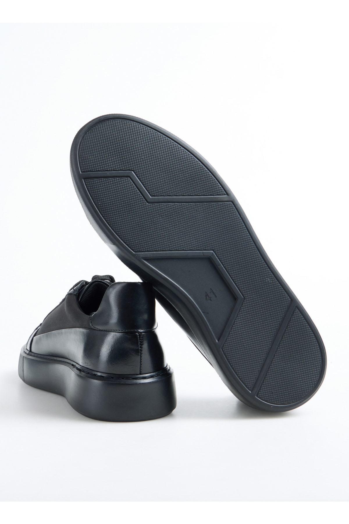 Siyah Erkek Deri - Kumaş Sneaker SEKA-DARREN - Görsel 3