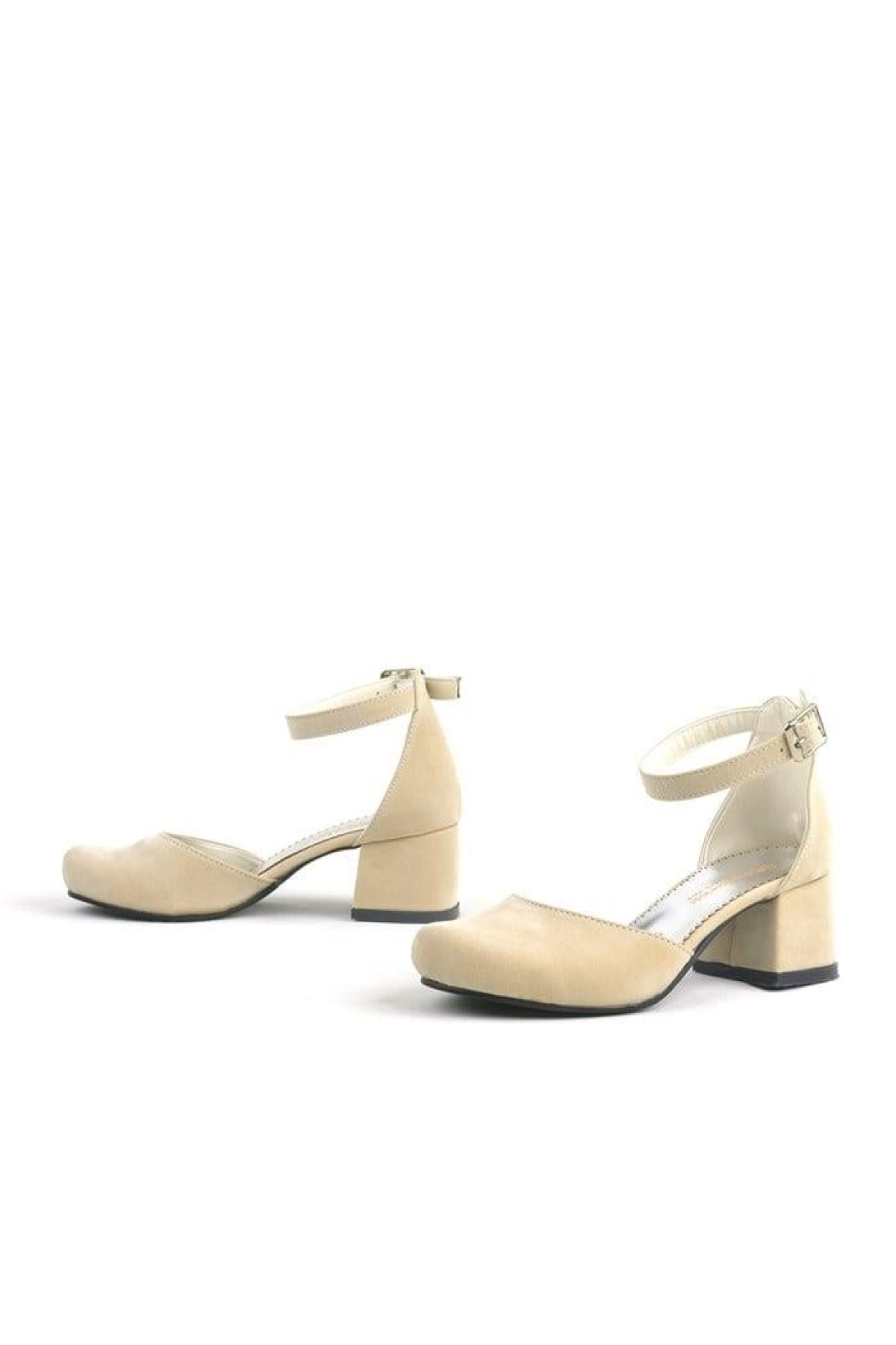 Merida Bej Süet Kalın Topuklu Kız Çocuk Topuklu Ayakkabı - Görsel 12