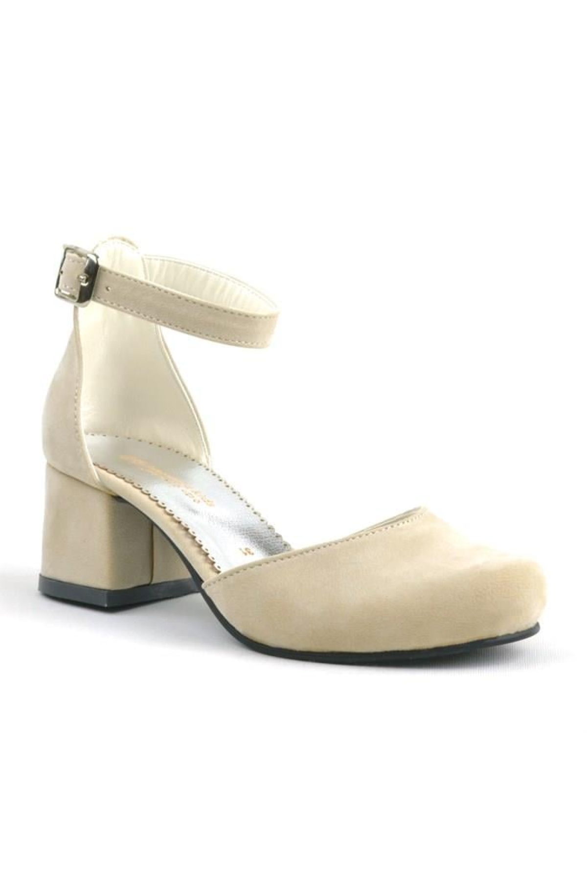 Merida Bej Süet Kalın Topuklu Kız Çocuk Topuklu Ayakkabı - Görsel 15