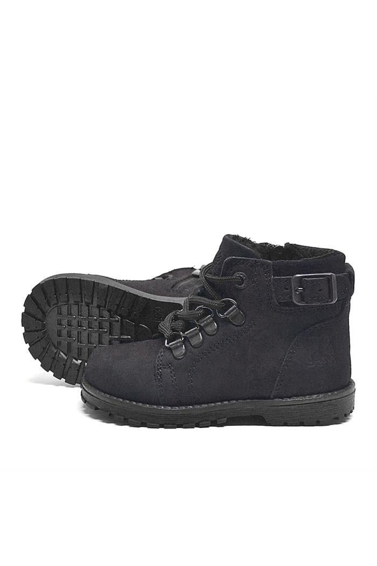 Griffon Hakiki Deri Siyah Fermuarlı Çocuk Bot - Görsel 5
