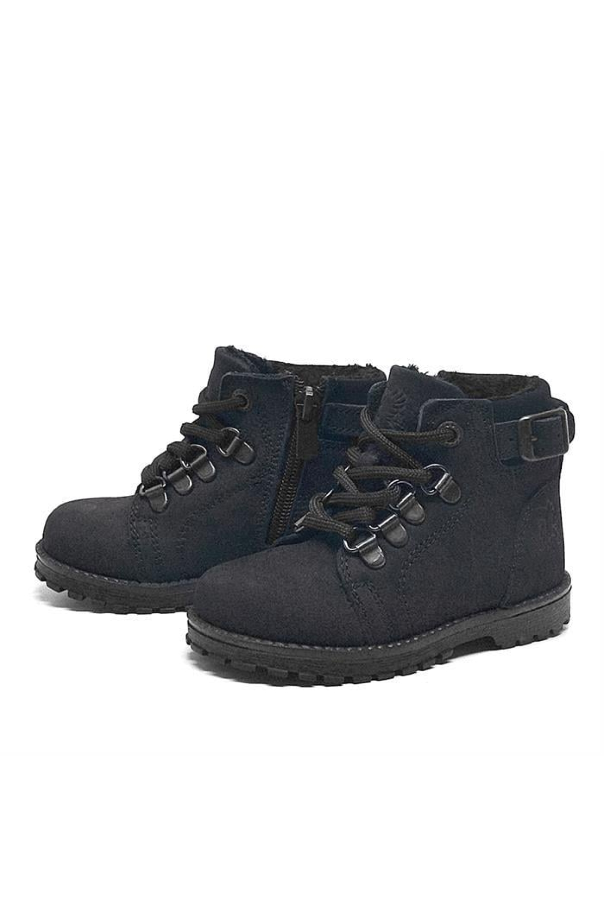 Griffon Hakiki Deri Siyah Fermuarlı Çocuk Bot - Görsel 8