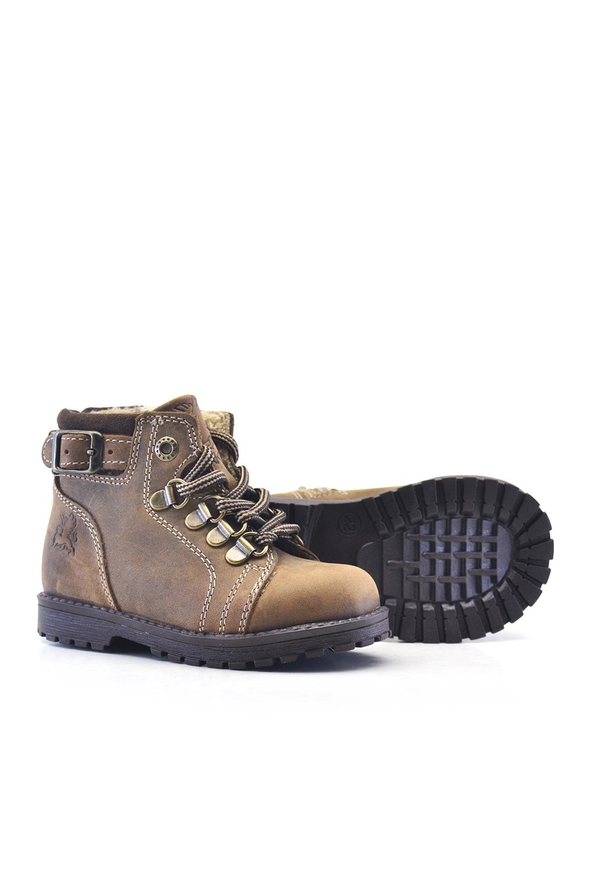 Griffon Hakiki Deri Kum Fermuarlı Kışlık Çocuk Bot - Görsel 5