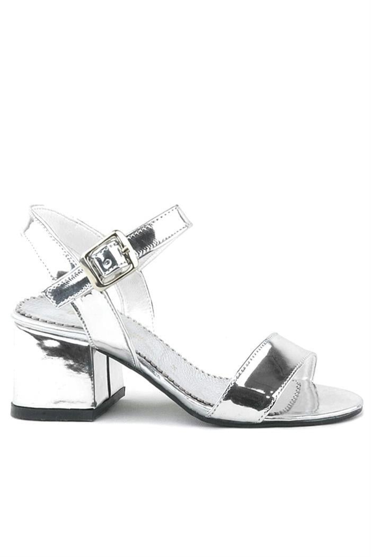 Pony Gümüş Aynalı Kalın Topuklu Kız Çocuk Abiye Ayakkabı - Görsel 4