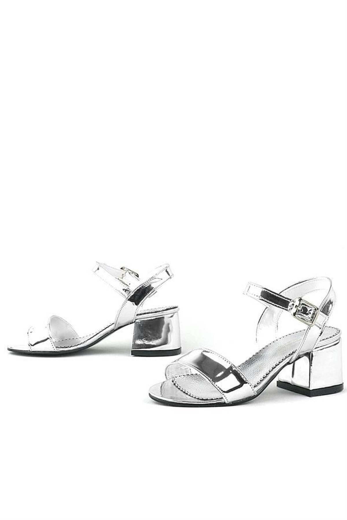 Pony Gümüş Aynalı Kalın Topuklu Kız Çocuk Abiye Ayakkabı - Görsel 7