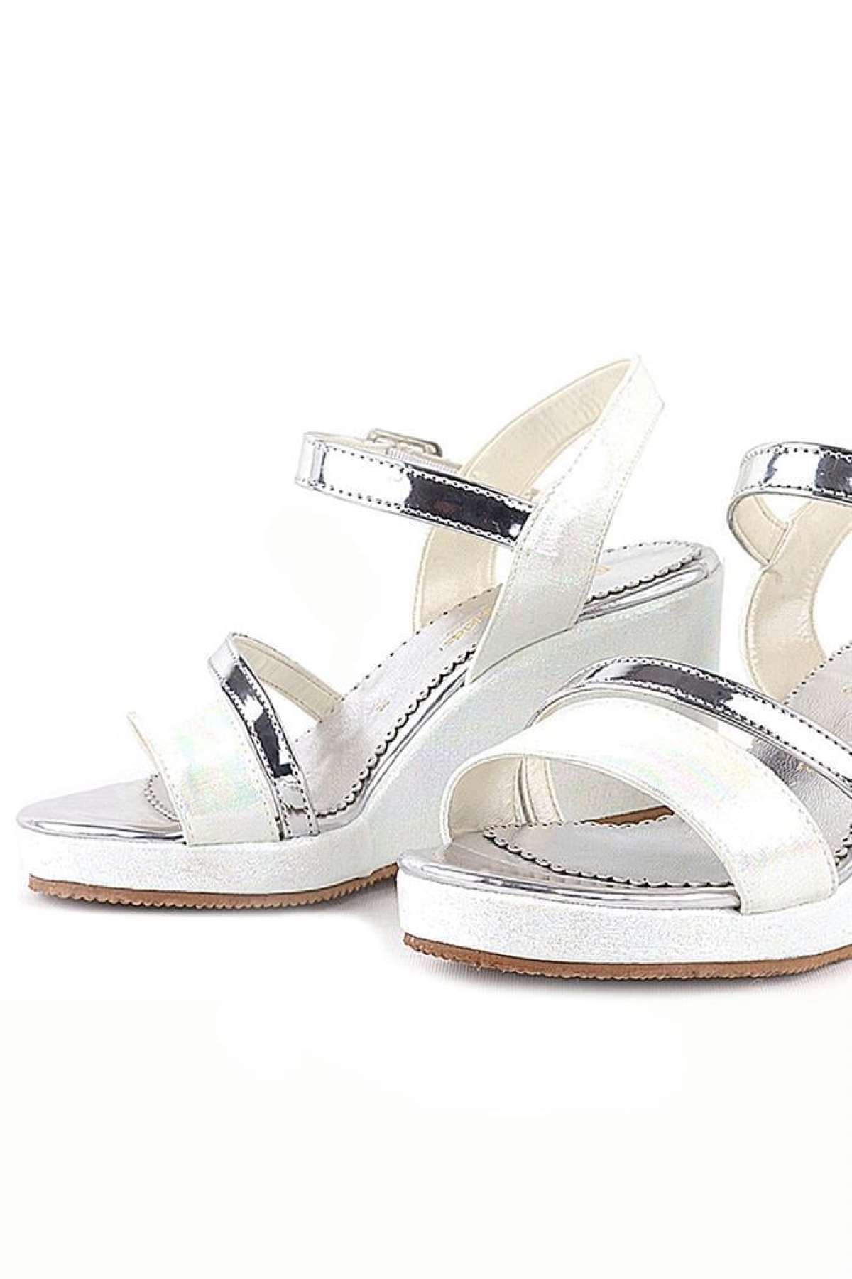 Aurora Ekru Kız Çocuk Dolgu Topuklu Ayakkabı - Görsel 7