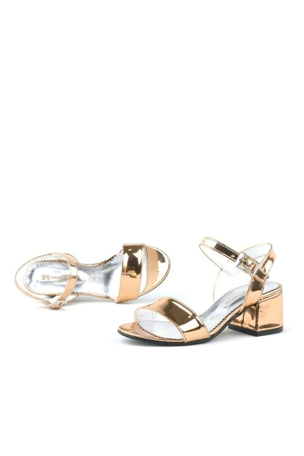 Pony Bakır Aynalı Kalın Topuklu Kız Çocuk Abiye Ayakkabı - Görsel 7