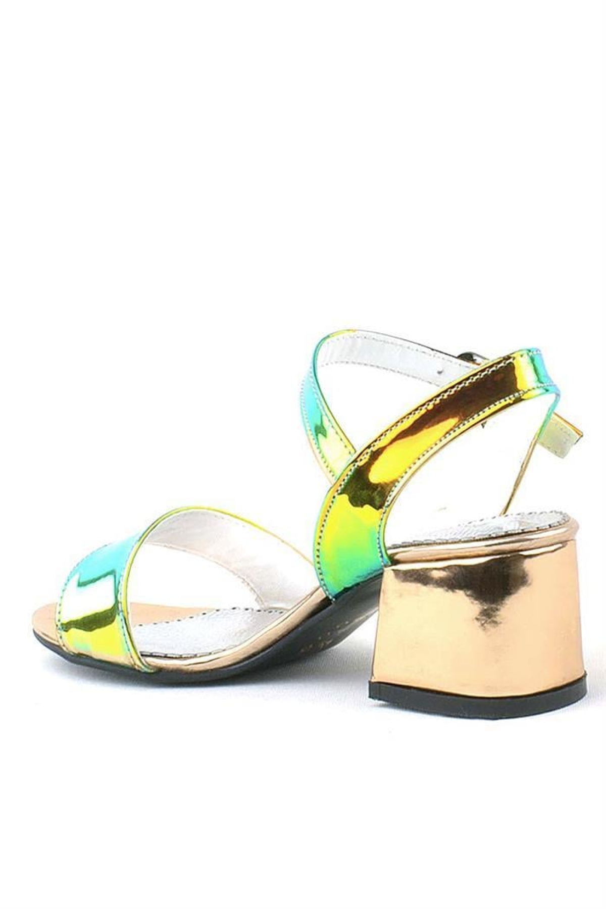 Pony Hologram Bakır-Yeşil Kalın Topuklu Kız Çocuk Abiye Ayakkabı - Görsel 5