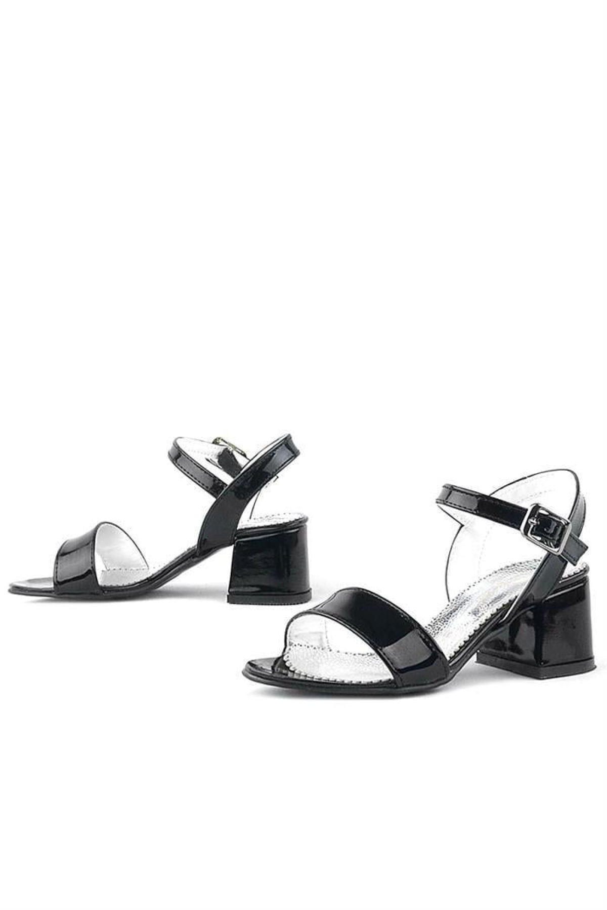 Pony Siyah Rugan Kalın Topuklu Kız Çocuk Abiye Ayakkabı - Görsel 7