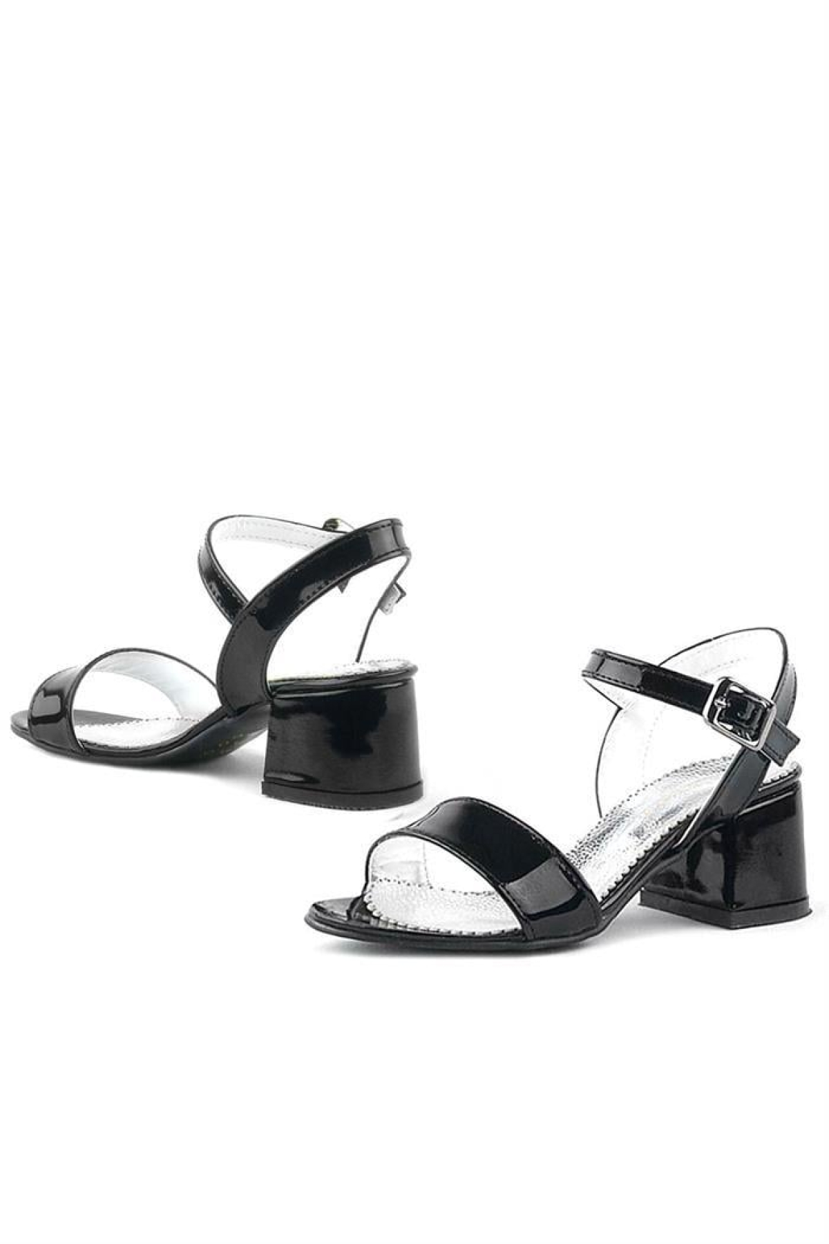 Pony Siyah Rugan Kalın Topuklu Kız Çocuk Abiye Ayakkabı - Görsel 9