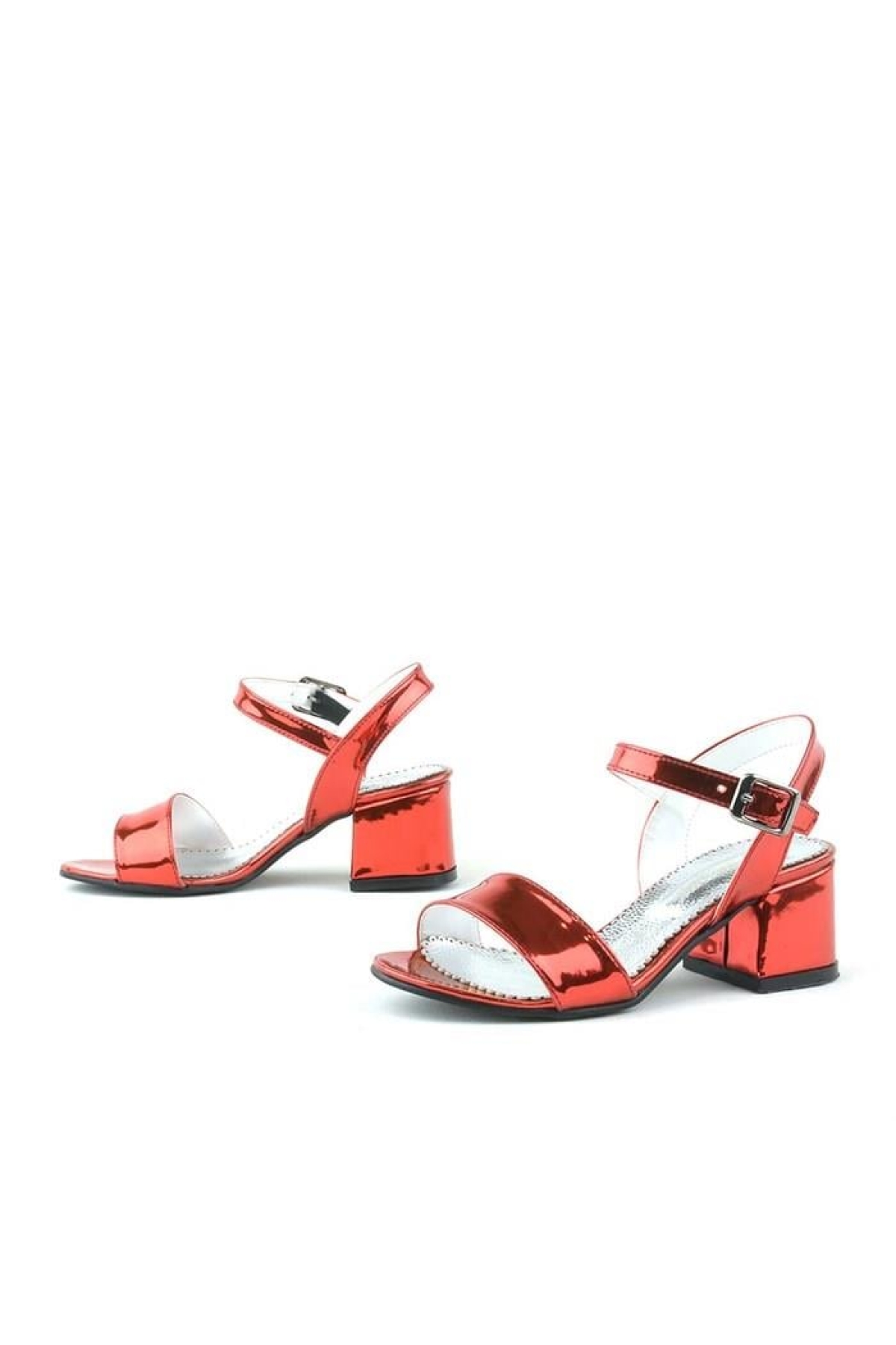 Pony Kırmızı Aynalı Kalın Topuklu Kız Çocuk Abiye Ayakkabı - Görsel 7