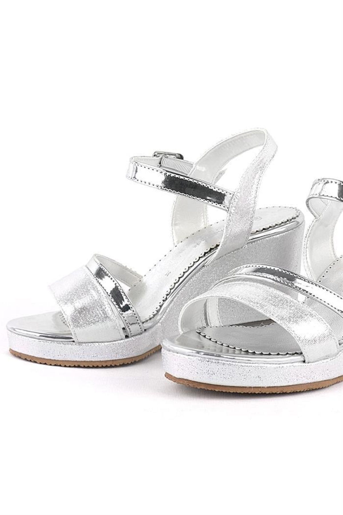 Aurora Gümüş Kız Çocuk Dolgu Topuklu Ayakkabı - Görsel 4