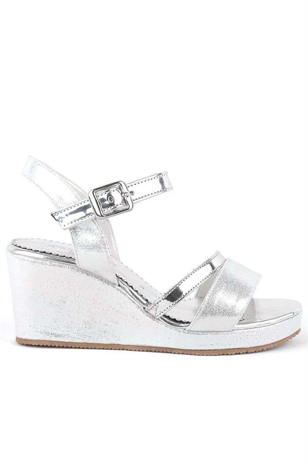Aurora Gümüş Kız Çocuk Dolgu Topuklu Ayakkabı - Görsel 6