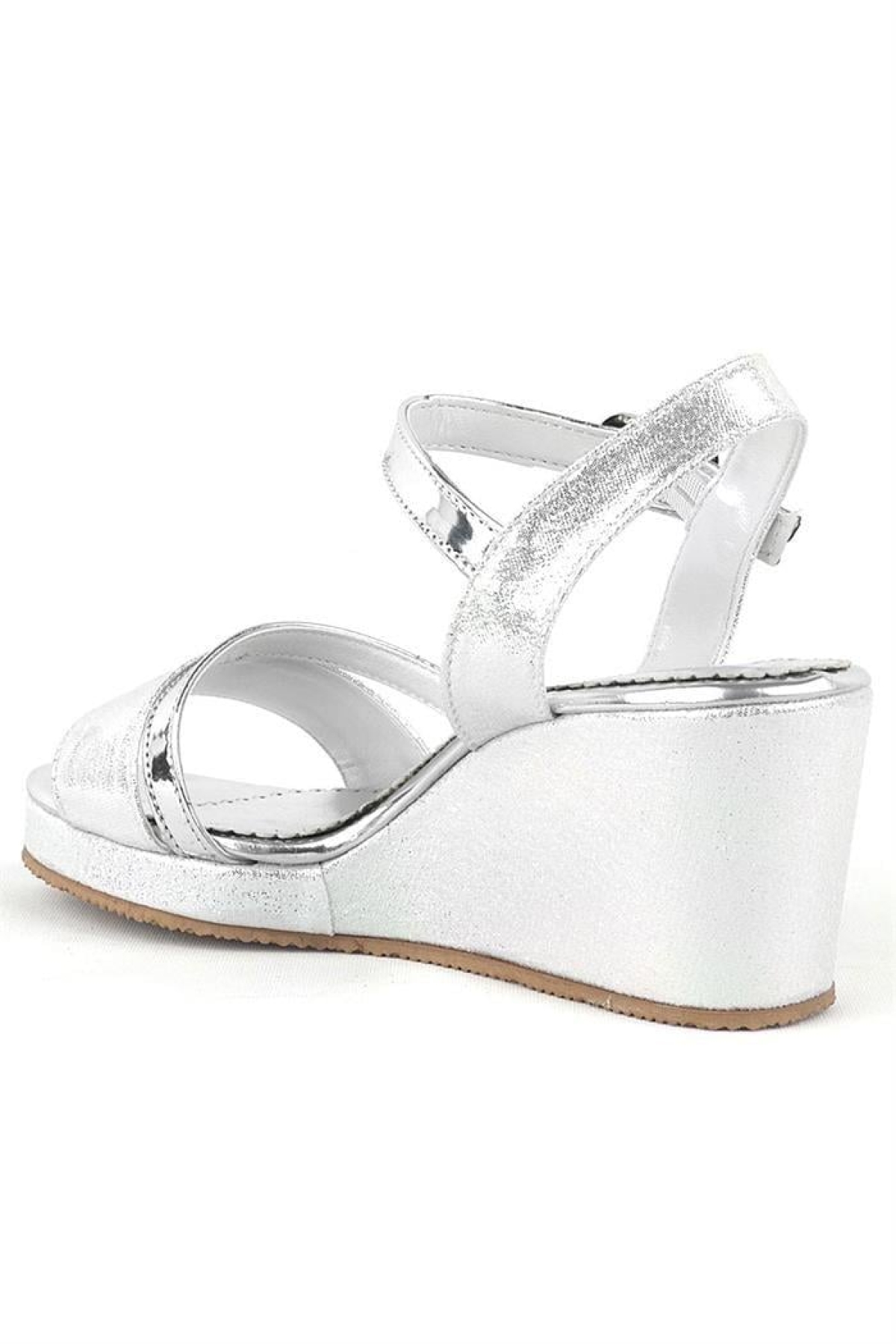 Aurora Gümüş Kız Çocuk Dolgu Topuklu Ayakkabı - Görsel 7