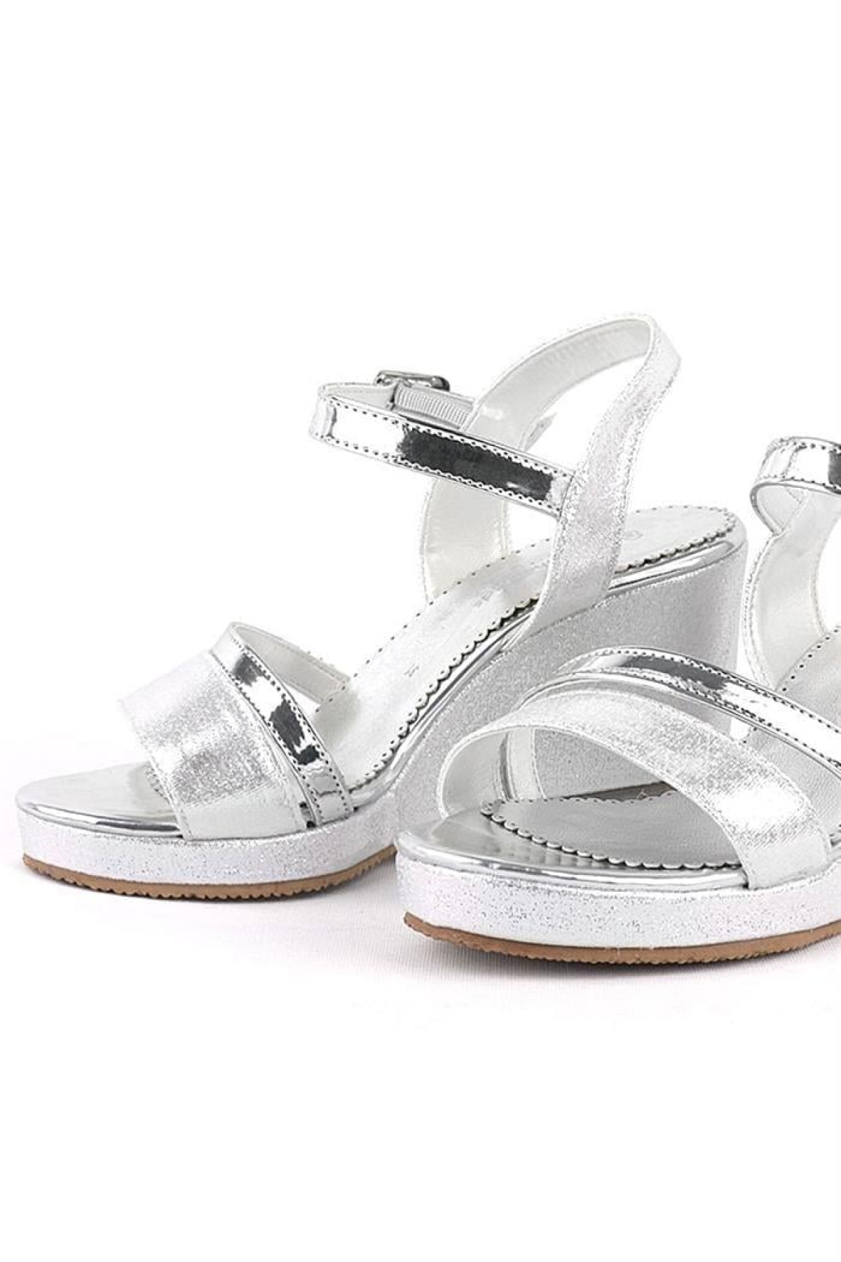 Aurora Gümüş Kız Çocuk Dolgu Topuklu Ayakkabı - Görsel 9