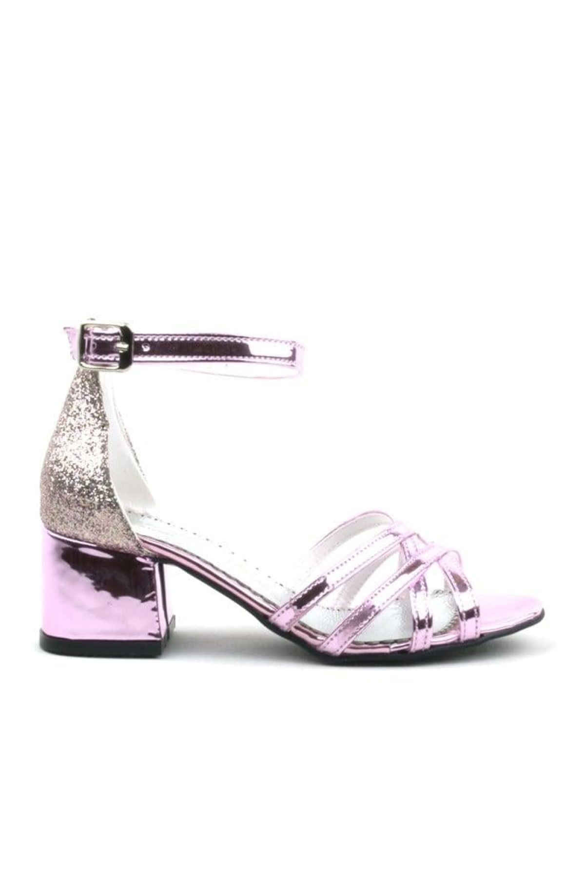 Belle Pembe Aynalı Kalın Topuklu Kız Çocuk Abiye Ayakkabı - Görsel 3