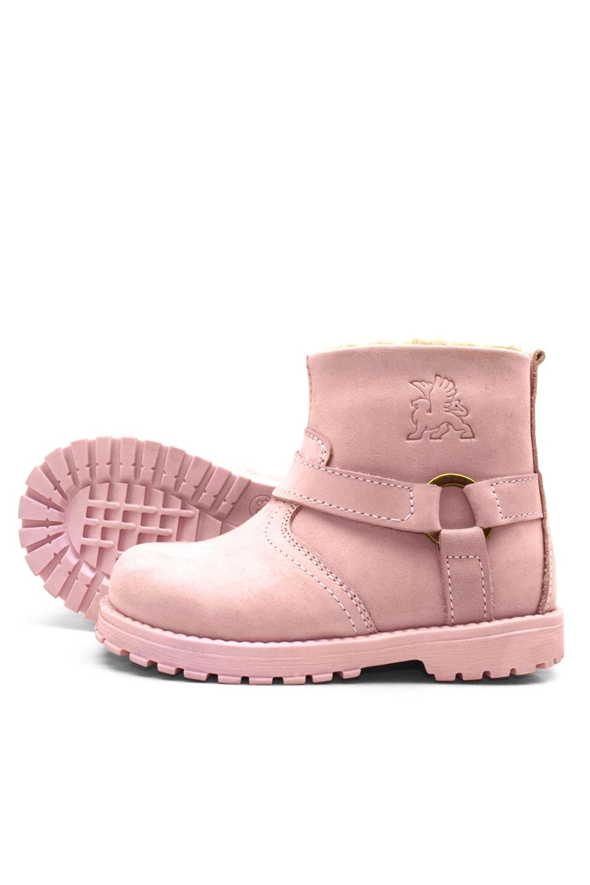 Chiron Hakiki Deri Pembe Fermuarlı Kız Bebek Bot - Görsel 4