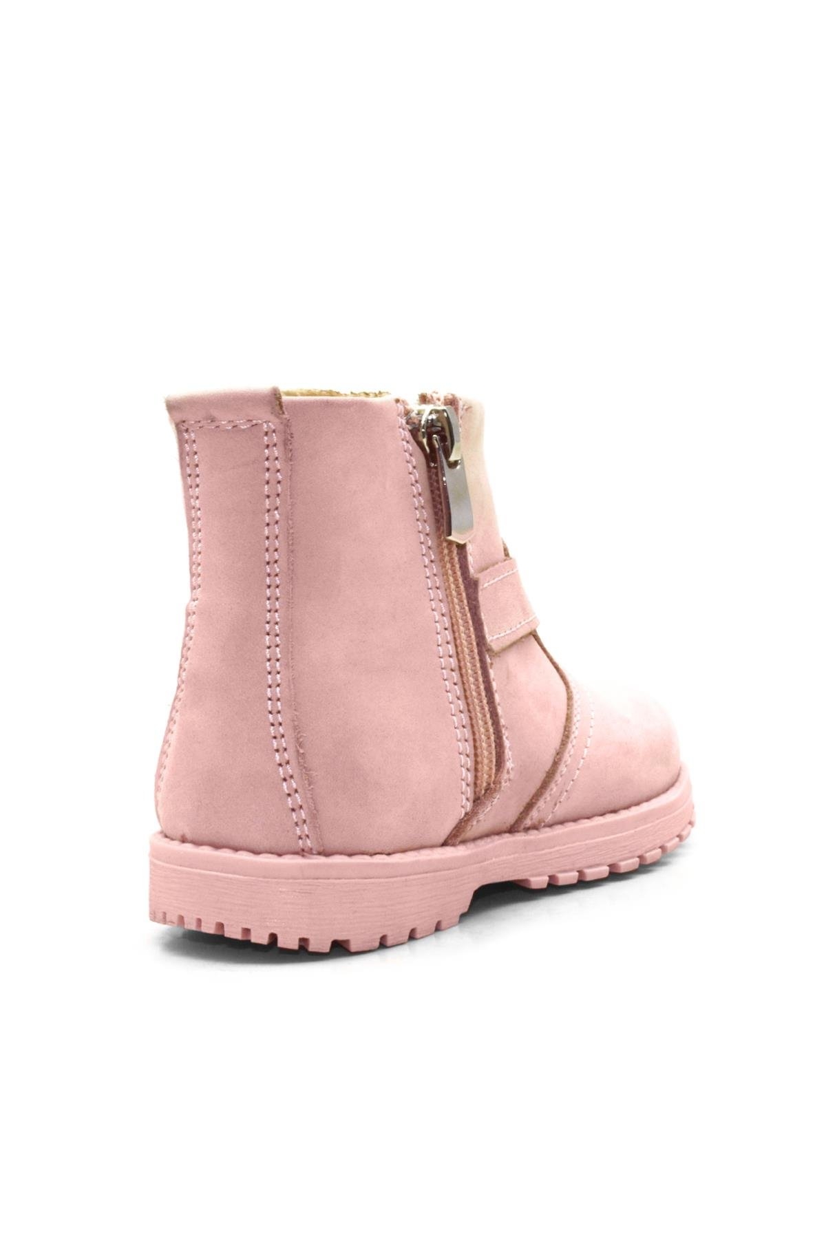 Chiron Hakiki Deri Pembe Fermuarlı Kız Bebek Bot - Görsel 5