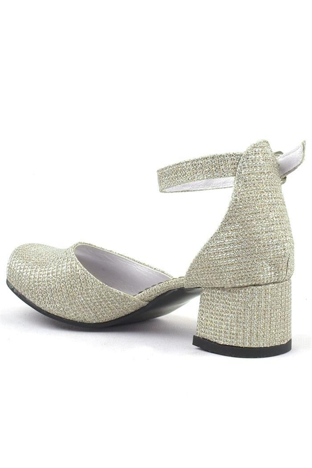 Merida Gold Simli Kalın Topuklu Kız Çocuk Topuklu Ayakkabı - Görsel 5