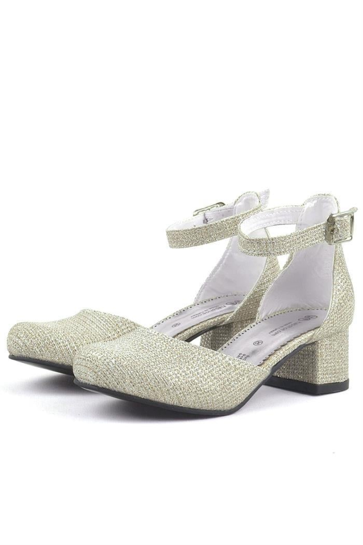 Merida Gold Simli Kalın Topuklu Kız Çocuk Topuklu Ayakkabı - Görsel 6