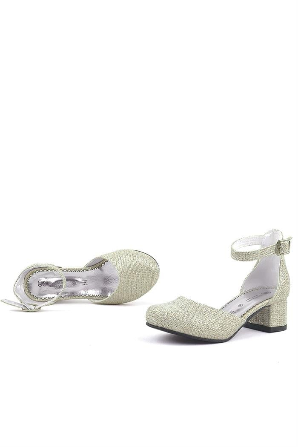 Merida Gold Simli Kalın Topuklu Kız Çocuk Topuklu Ayakkabı - Görsel 8