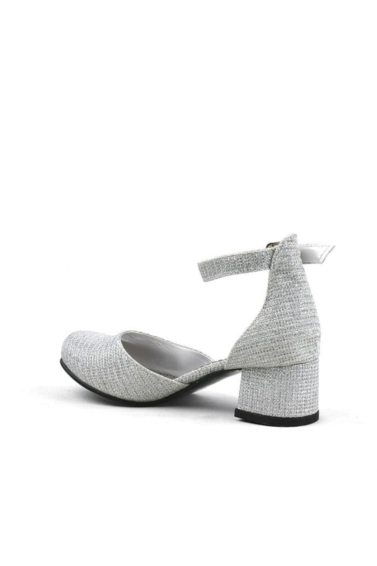 Merida Gümüş Simli Kalın Topuklu Kız Çocuk Topuklu Ayakkabı - Görsel 5