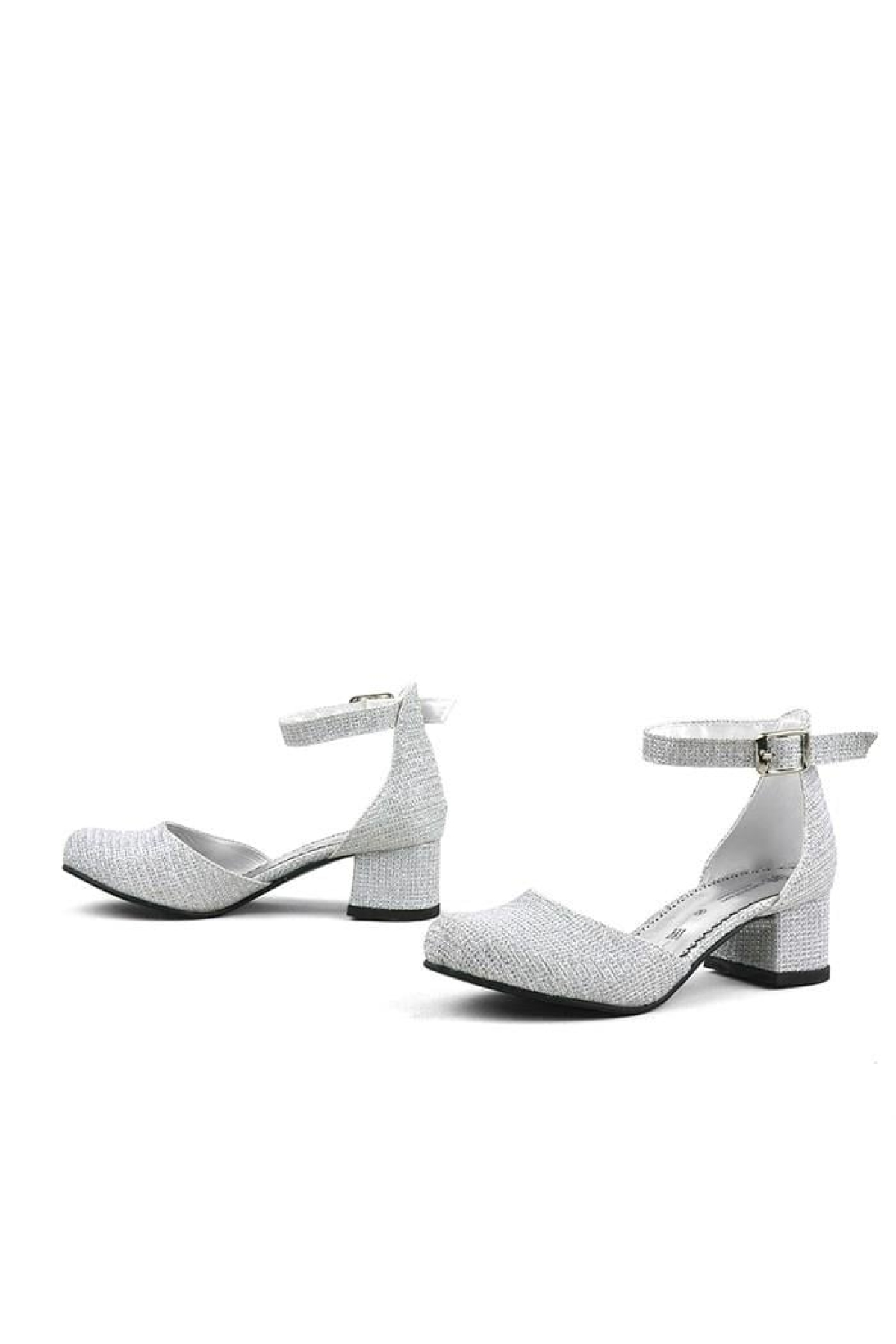 Merida Gümüş Simli Kalın Topuklu Kız Çocuk Topuklu Ayakkabı - Görsel 7