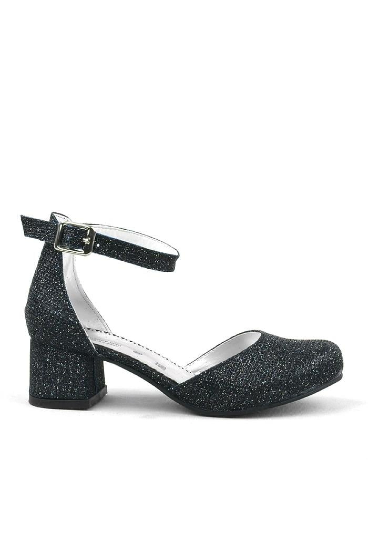 Merida Siyah Simli Kalın Topuklu Kız Çocuk Topuklu Ayakkabı - Görsel 4