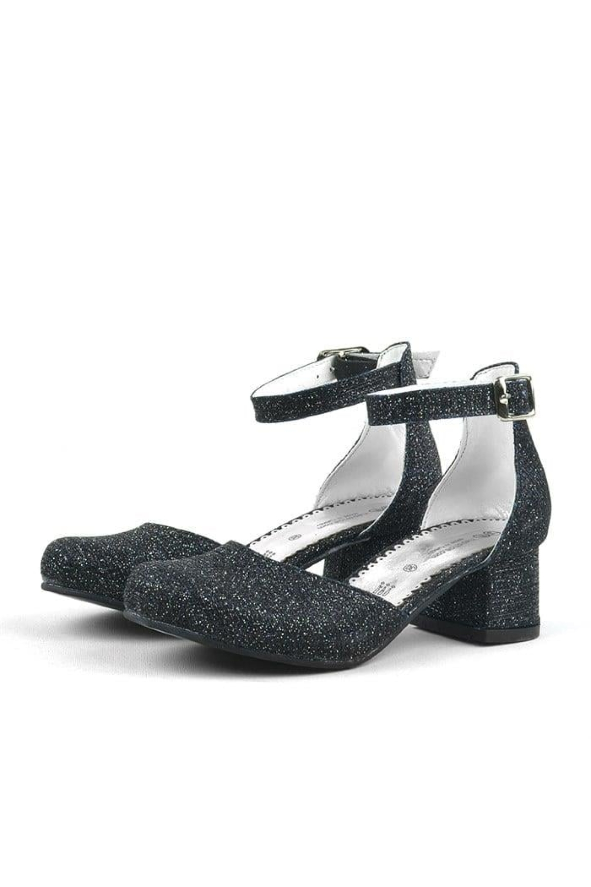 Merida Siyah Simli Kalın Topuklu Kız Çocuk Topuklu Ayakkabı - Görsel 6