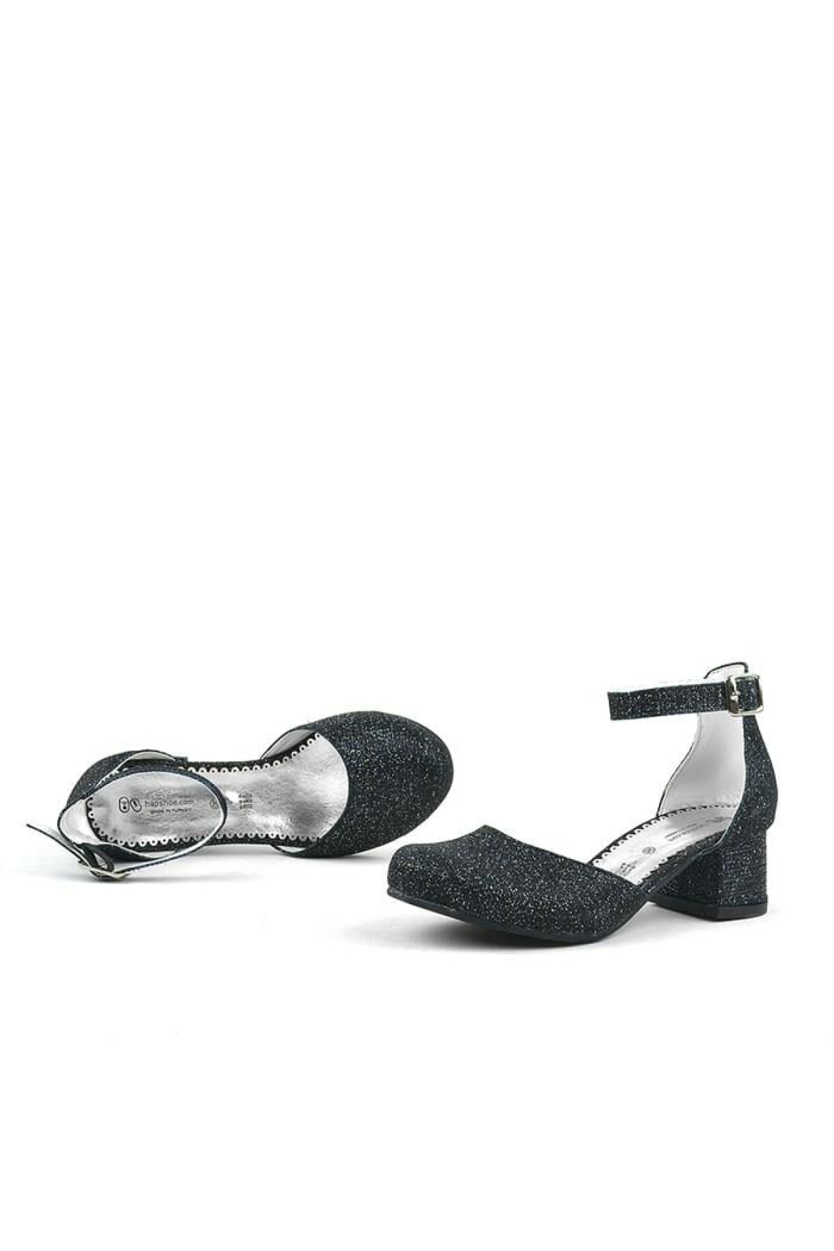 Merida Siyah Simli Kalın Topuklu Kız Çocuk Topuklu Ayakkabı - Görsel 8