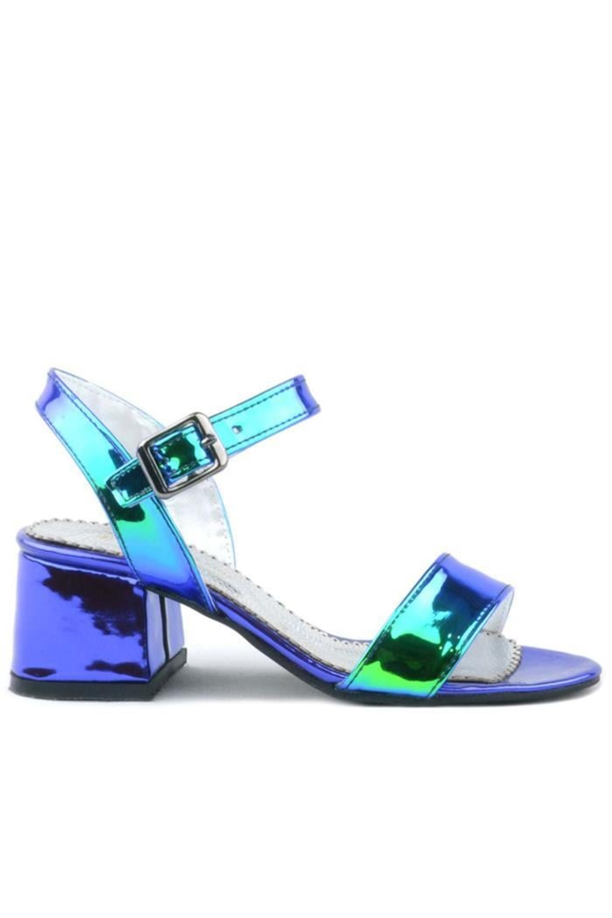 Pony Hologram Mor-Yeşil Kalın Topuklu Kız Çocuk Abiye Ayakkabı - Görsel 4