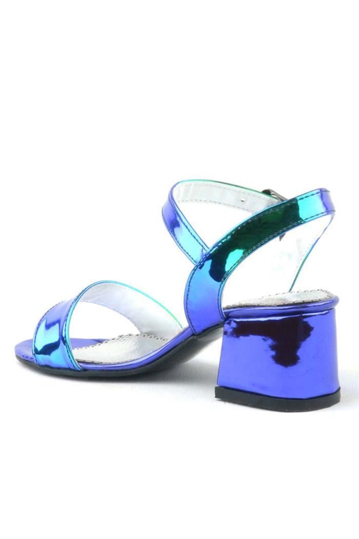 Pony Hologram Mor-Yeşil Kalın Topuklu Kız Çocuk Abiye Ayakkabı - Görsel 5