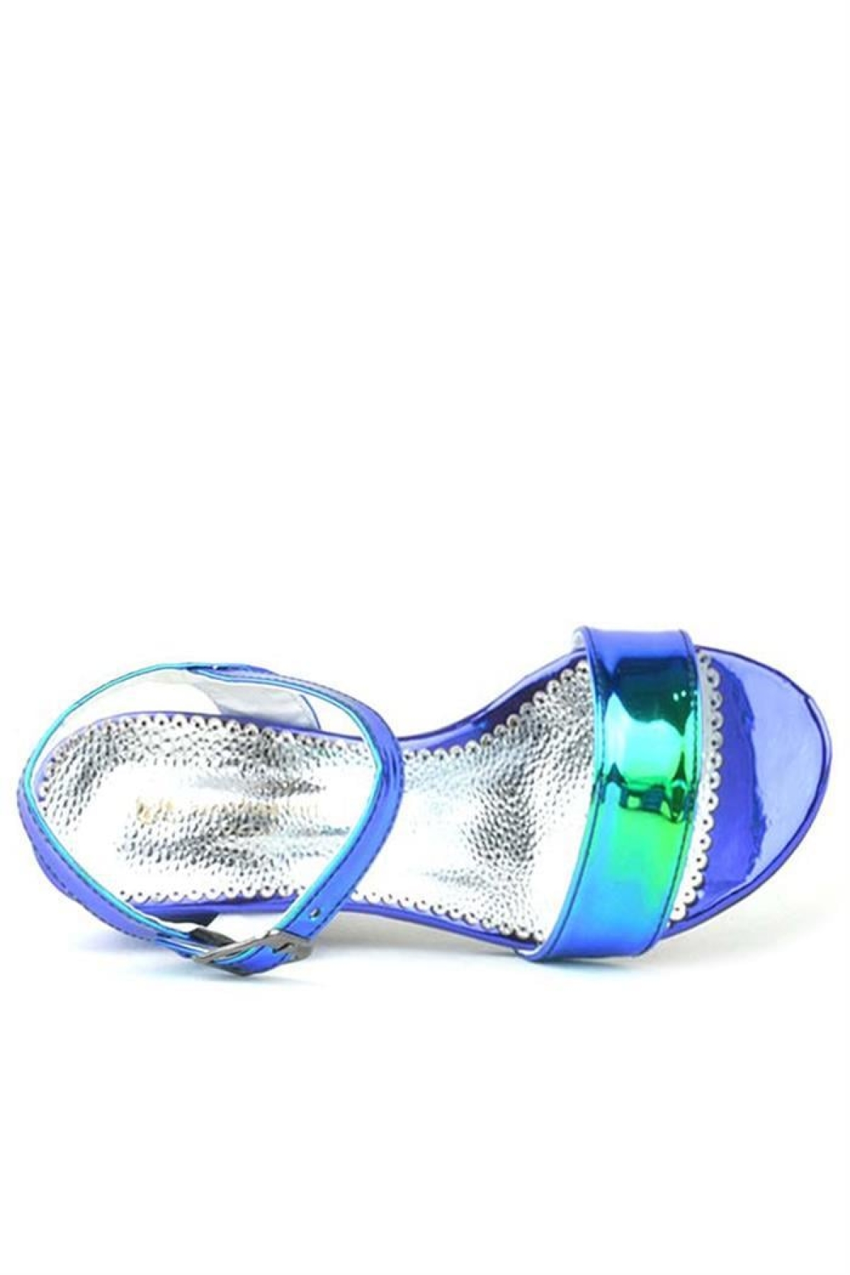 Pony Hologram Mor-Yeşil Kalın Topuklu Kız Çocuk Abiye Ayakkabı - Görsel 6