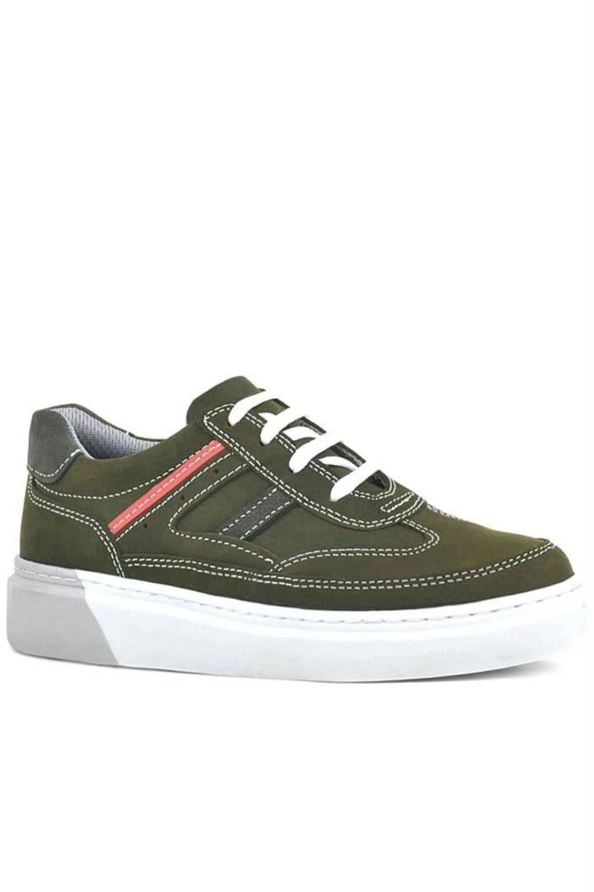 Hakiki Deri Haki Yeşil Çocuk Günlük Spor Okul Ayakkabı - Görsel 2