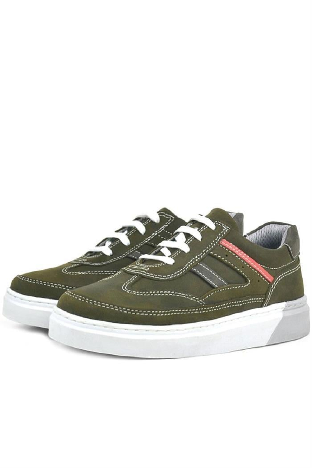 Hakiki Deri Haki Yeşil Çocuk Günlük Spor Okul Ayakkabı - Görsel 5