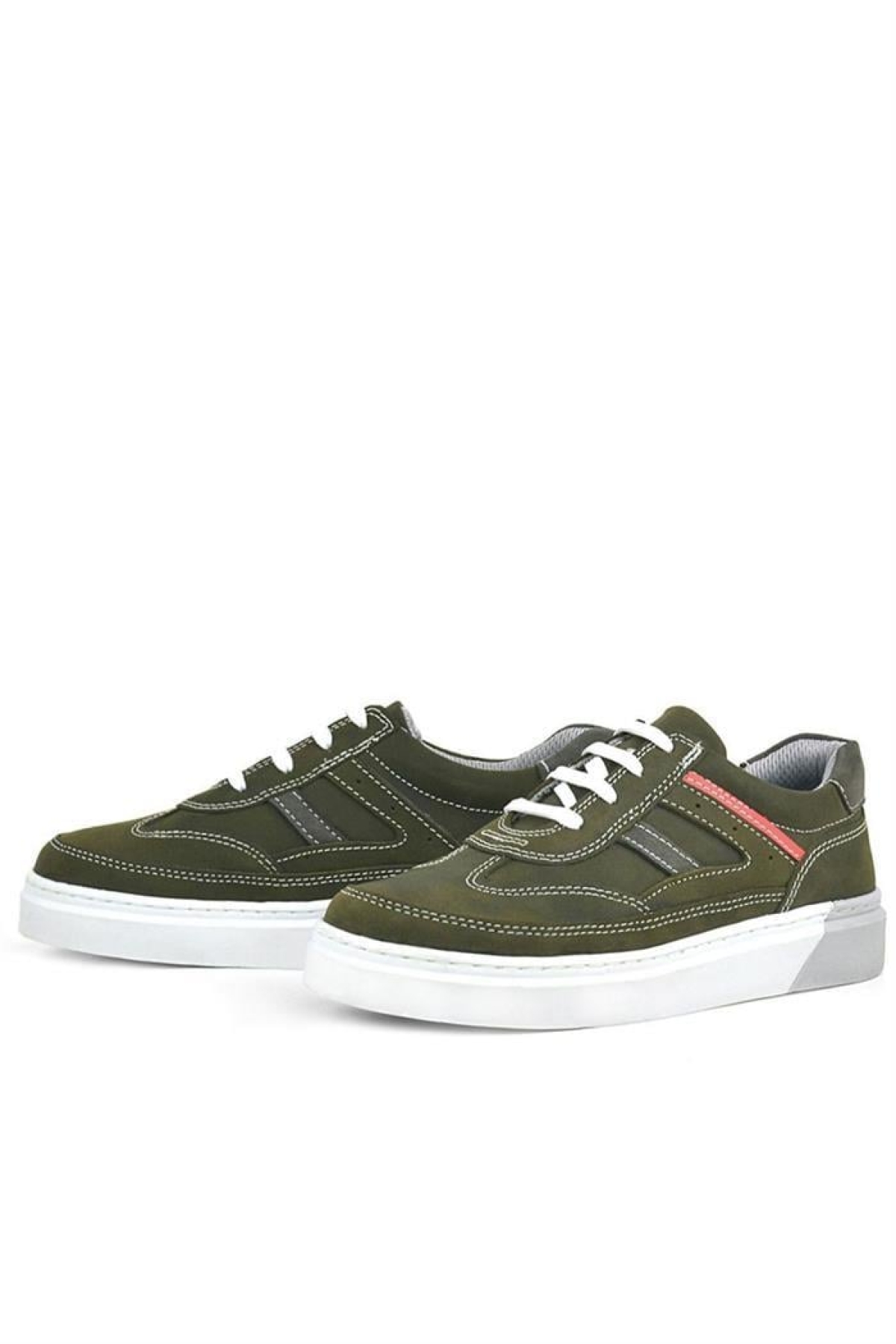 Hakiki Deri Haki Yeşil Çocuk Günlük Spor Okul Ayakkabı - Görsel 6