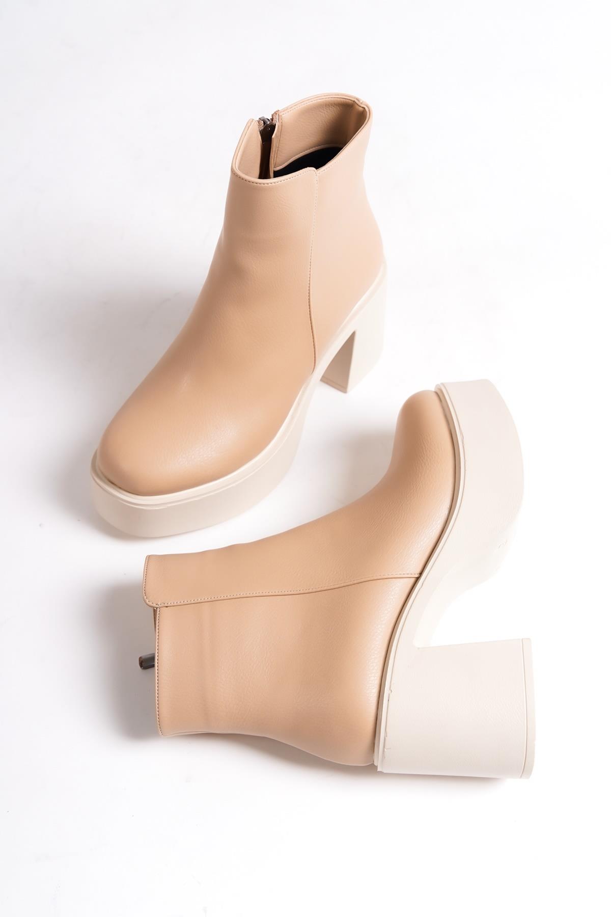 Hancez Ten Rengi Mat Kalın Platform Topuklu Bot - Görsel 3