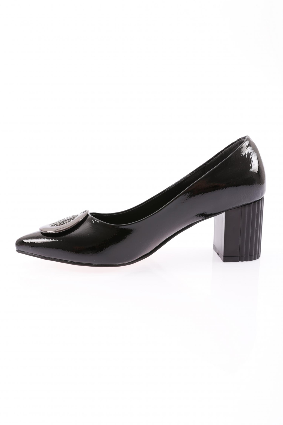 K112 Kadin Sivri Burun Silver Taşli Tokali Topuklu Ayakkabi - Görsel 4