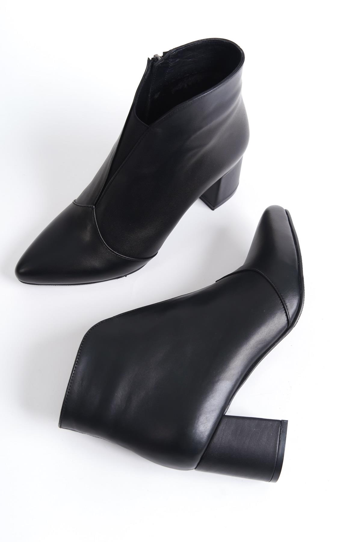 Lavi Siyah Hakiki Deri Kalın Topuklu Günlük Bot - Görsel 3