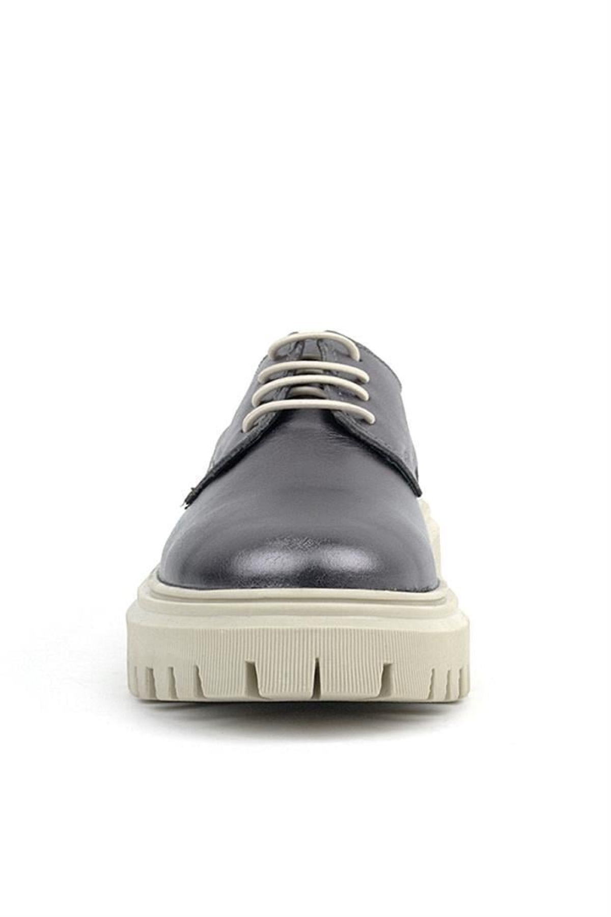 Platin Hakiki Deri Bağcıklı Oxford Günlük Ayakkabı - Görsel 4