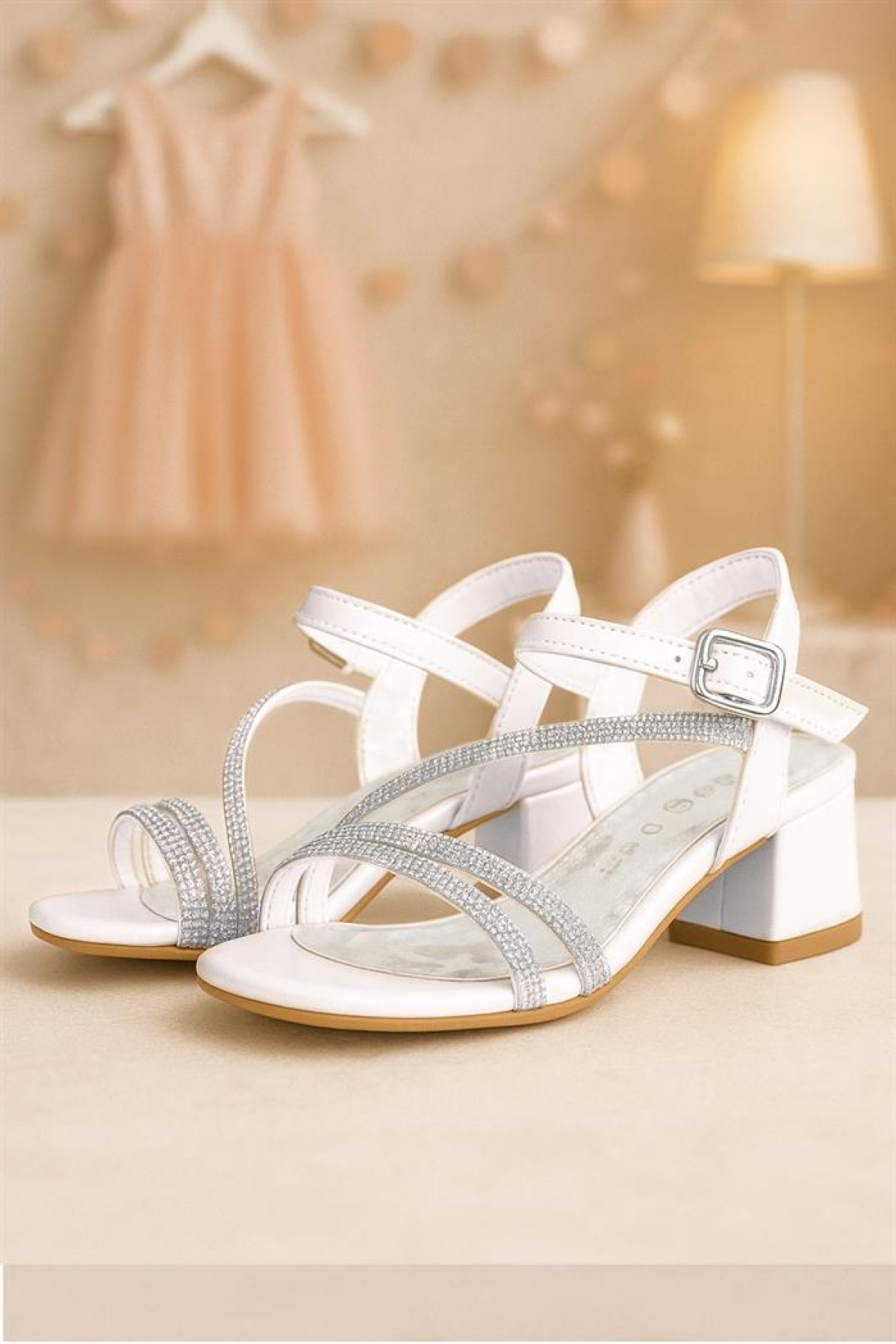 Tiana Sedef Taşlı Kız Çocuk Abiye Kalın Topuklu Ayakkabı - Görsel 3